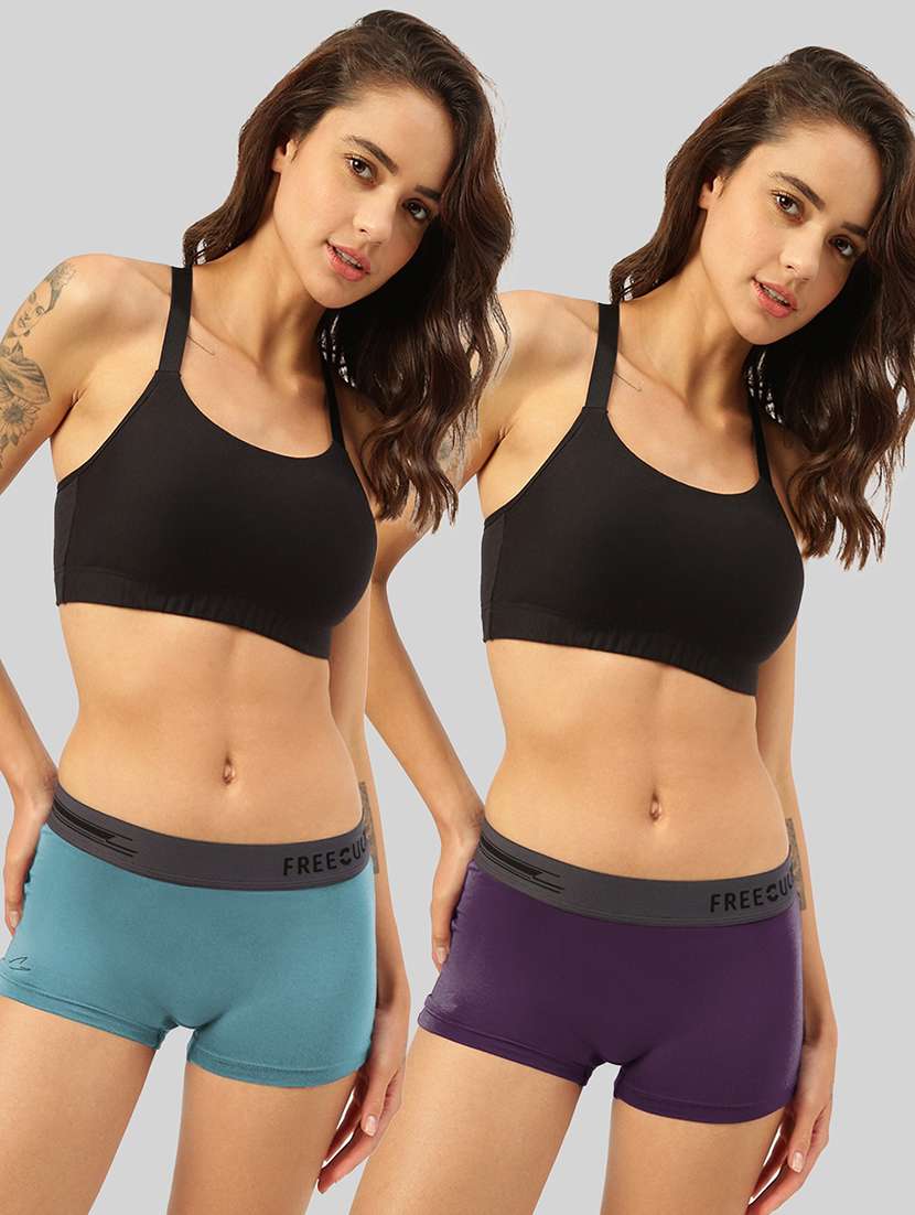 women's solid boy shorts panty combo