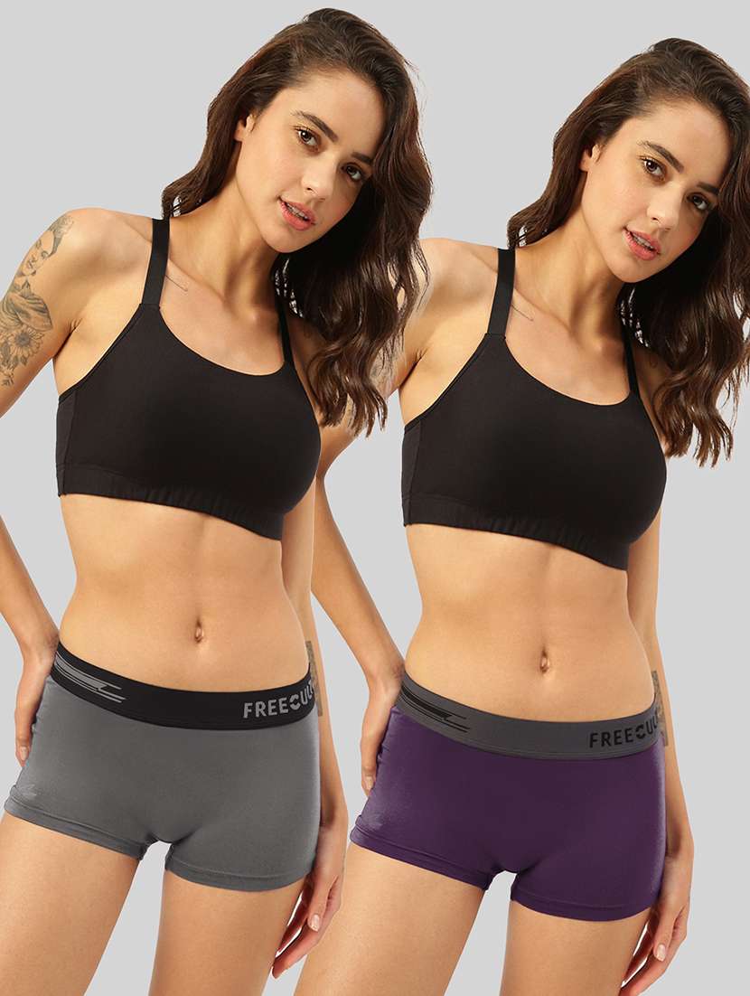 women's solid boy shorts panty combo