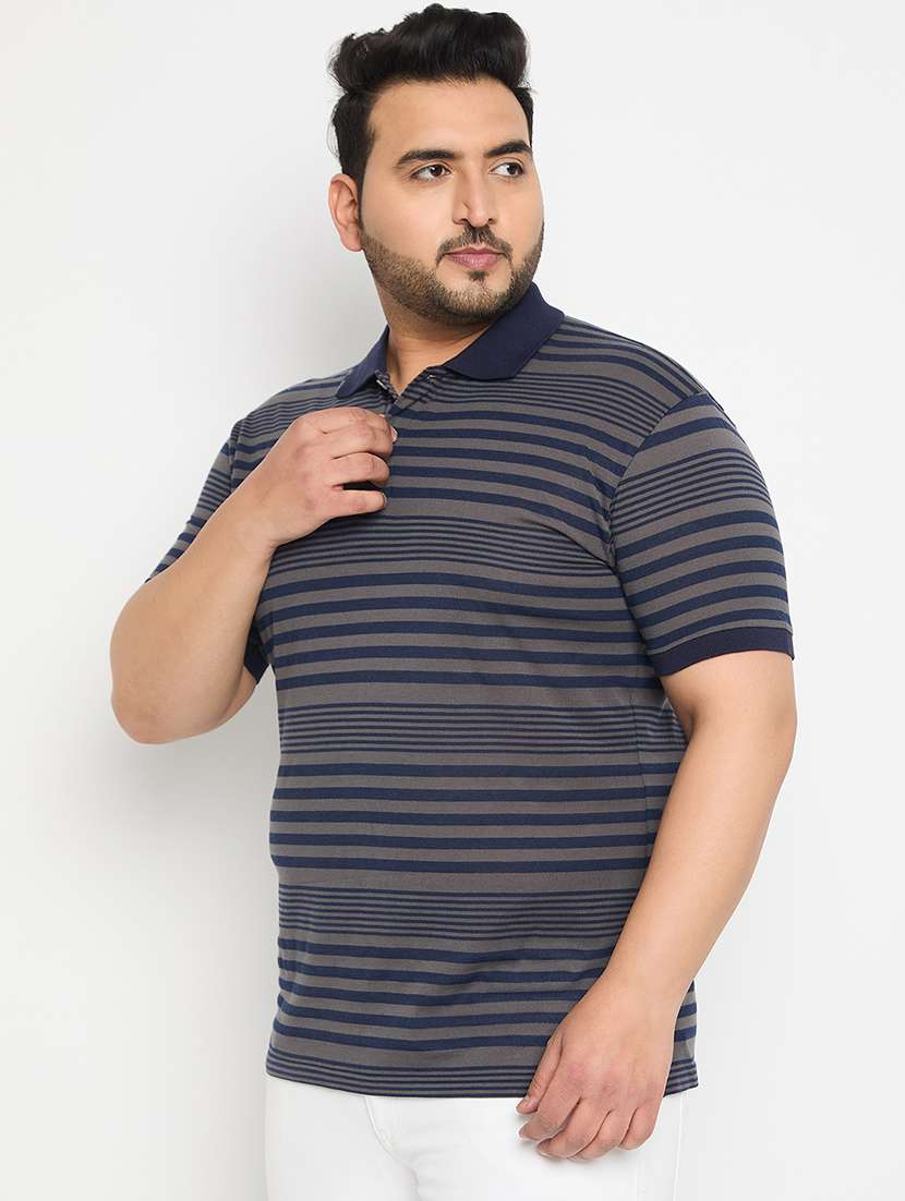 men polo neck striped t-shirt