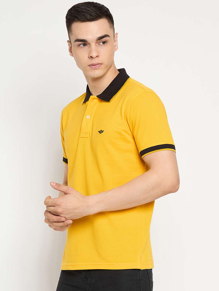 men polo neck solid t-shirt