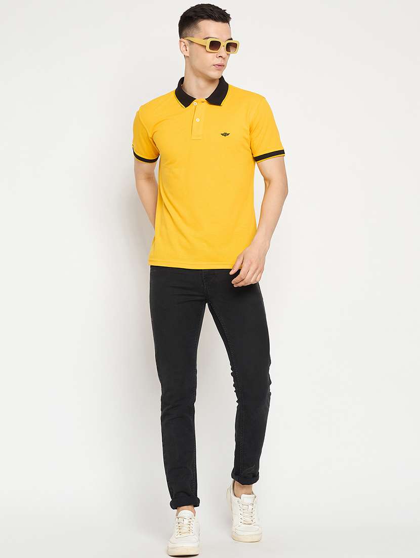 men polo neck solid t-shirt - 21343884 -  Standard Image - 3