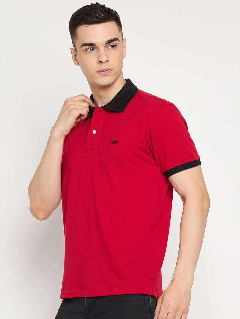 men polo neck solid t-shirt