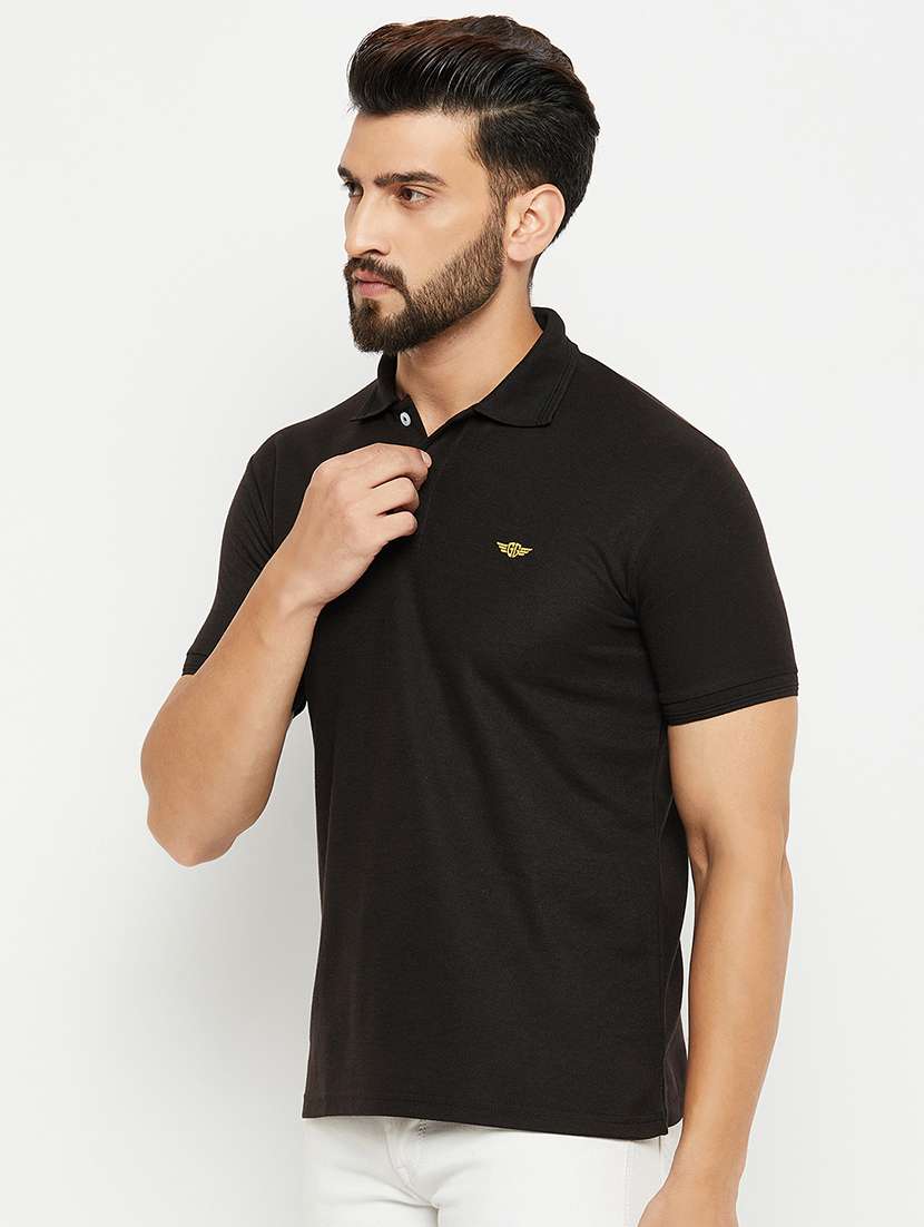 men polo neck solid t-shirt