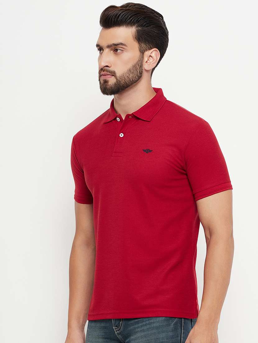 men polo neck solid t-shirt