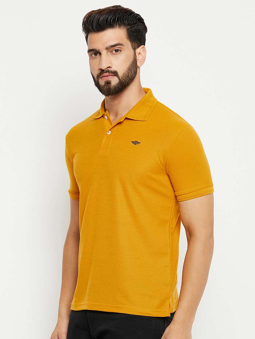 men solid cotton polo t-shirt