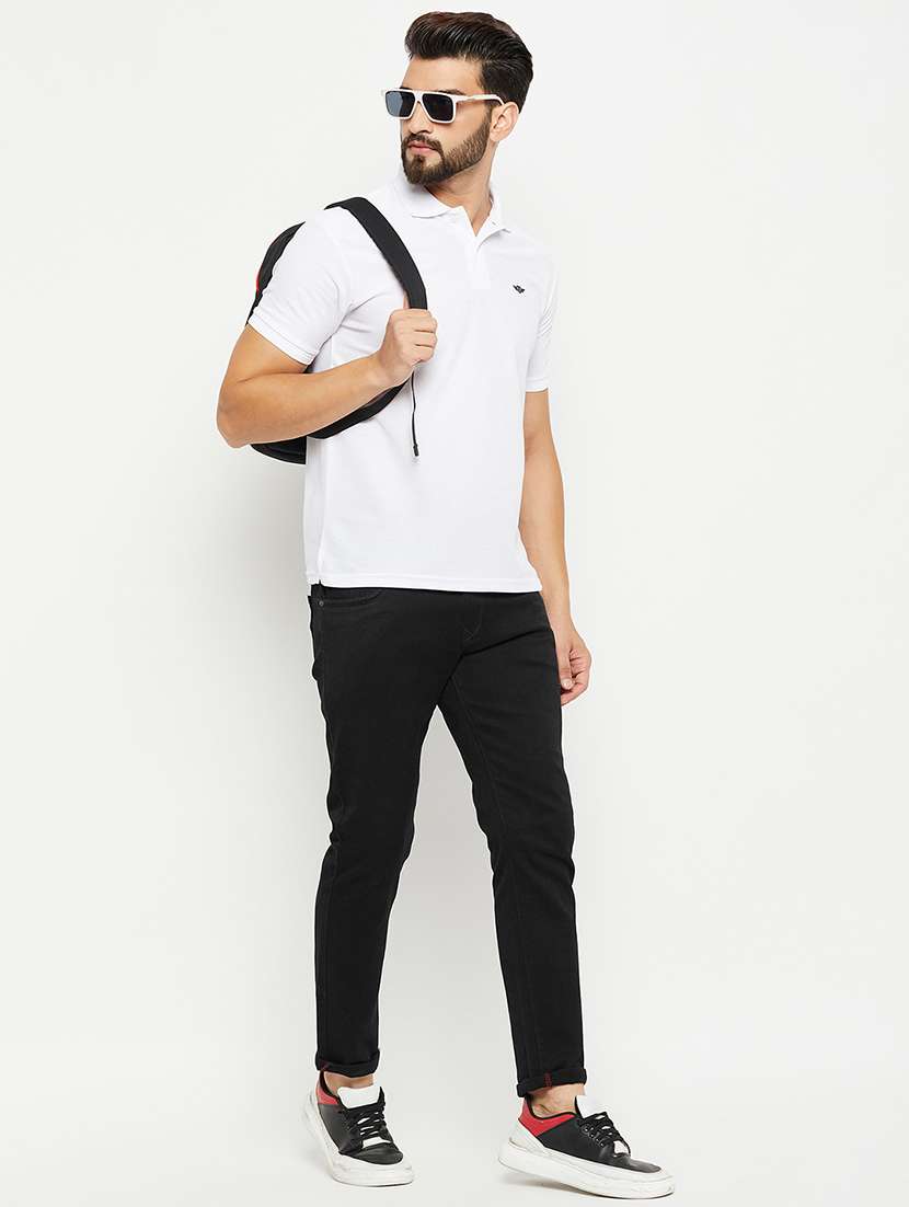 men polo neck solid t-shirt - 21343901 -  Standard Image - 3