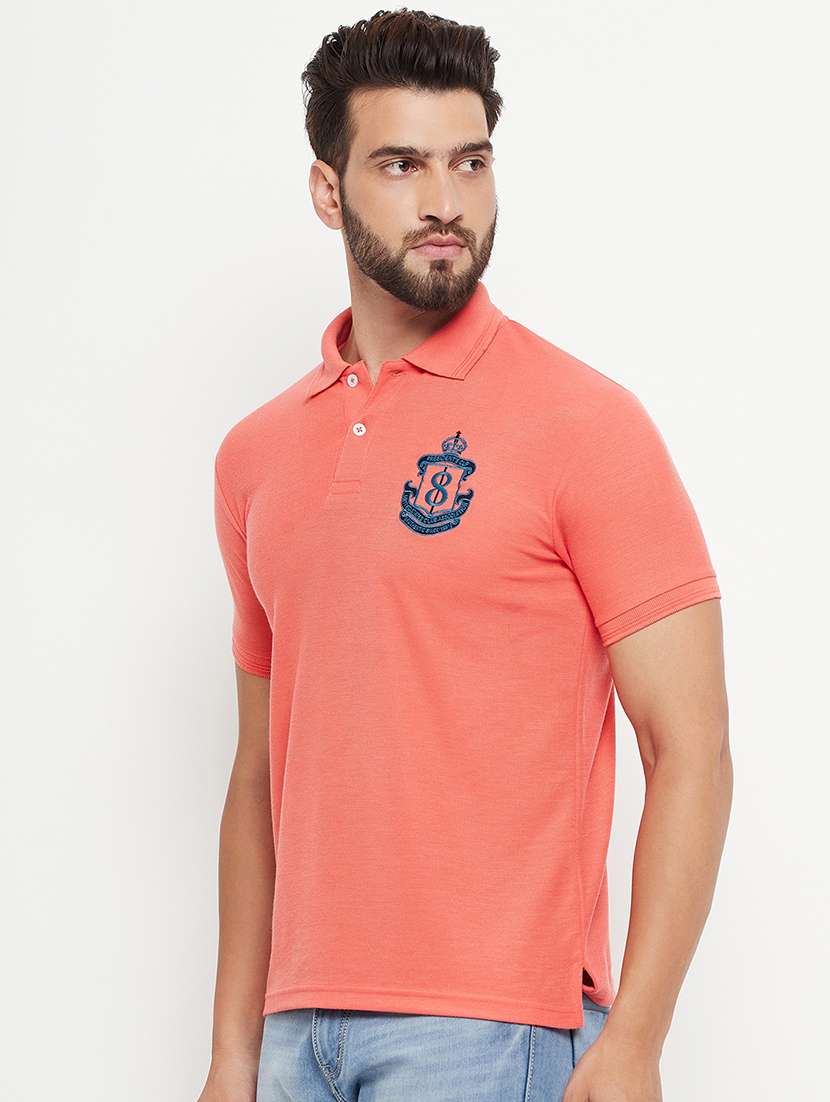 men polo neck placement print t-shirt