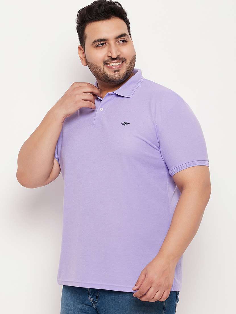 men solid cotton plus polo t-shirt