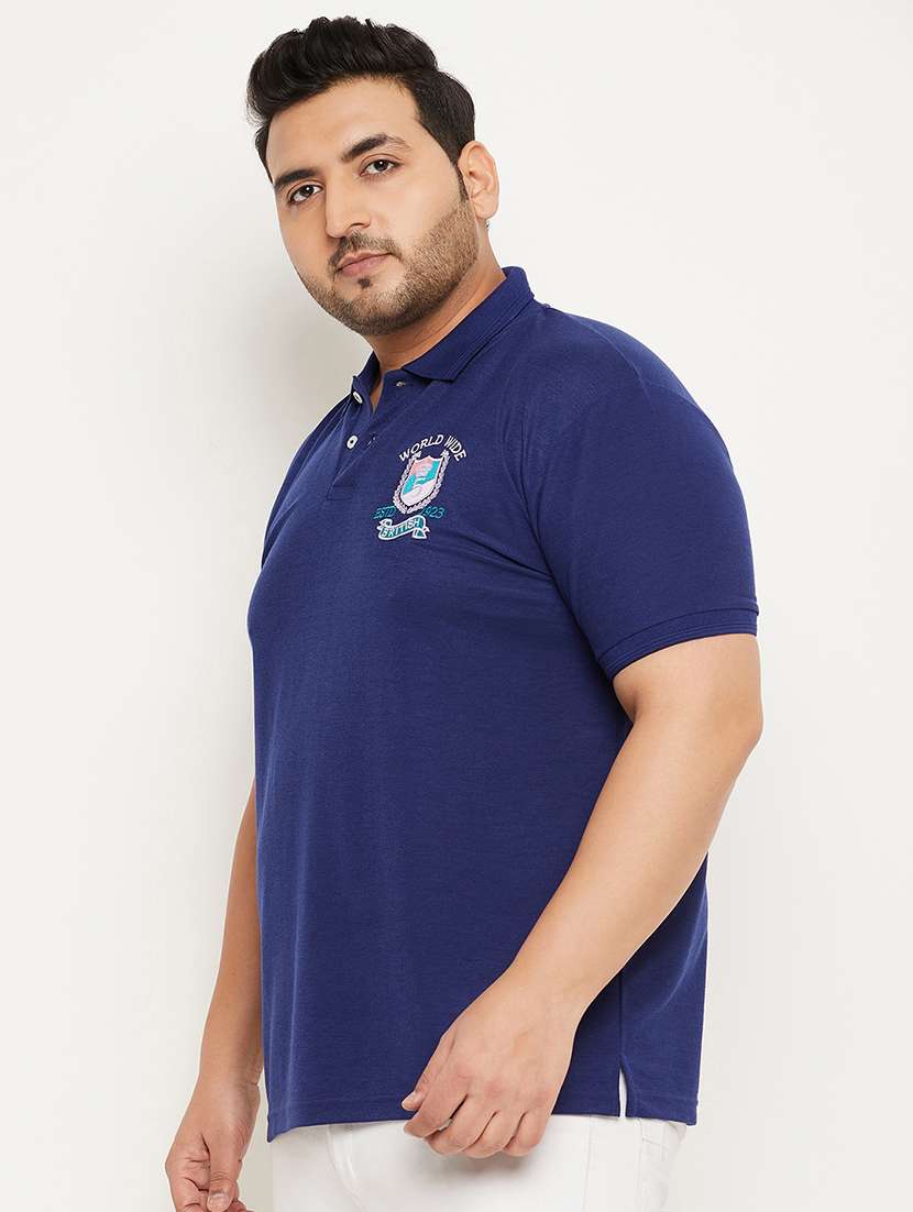 men solids plus size polo neck t-shirts