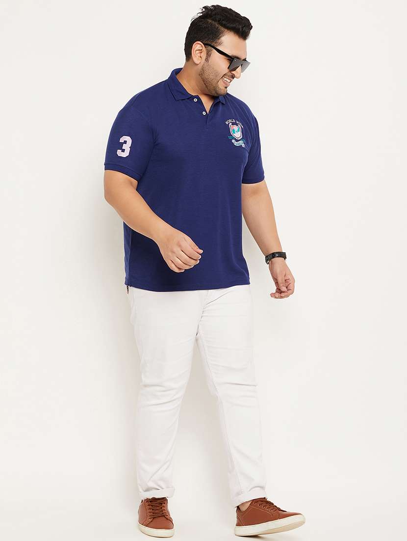 men solids plus size polo neck t-shirts - 21343926 -  Standard Image - 3