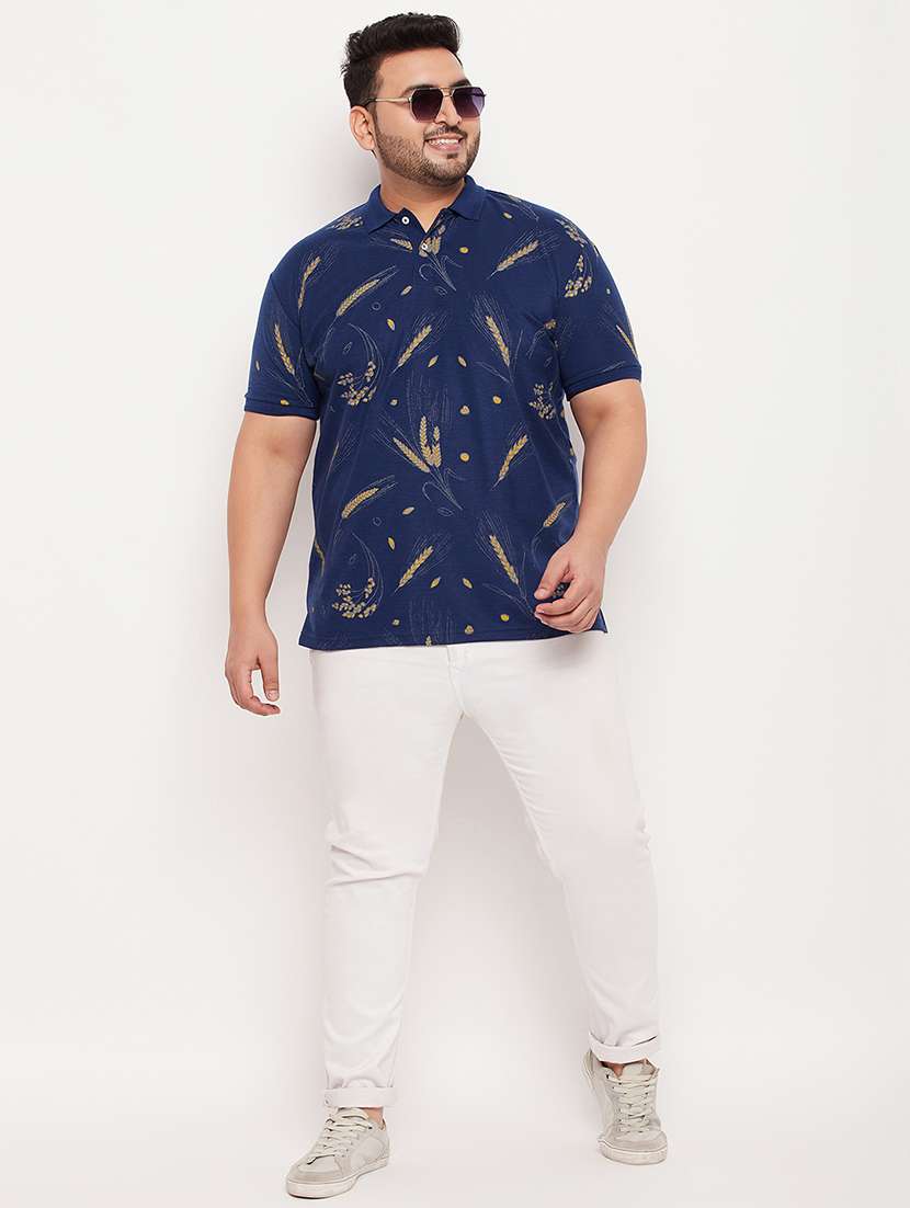 men polo neck printed plus size t-shirt - 21343958 -  Standard Image - 3