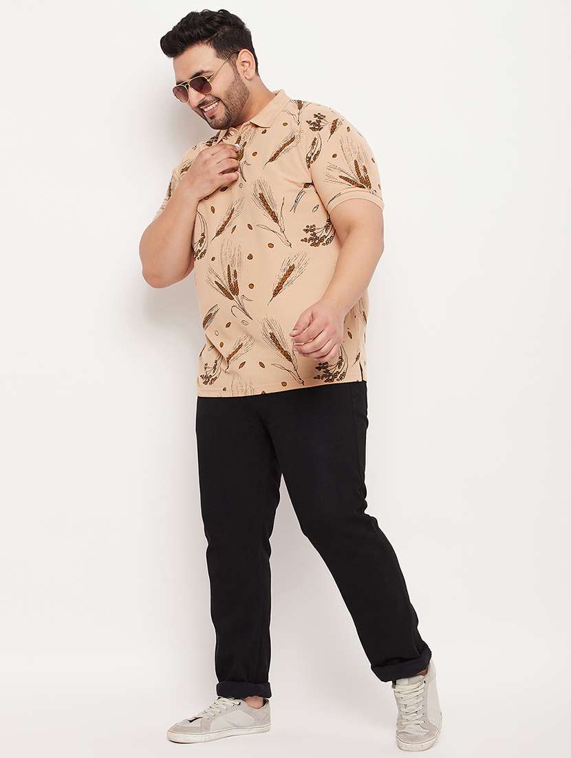 men polo neck printed plus size t-shirt - 21343959 -  Standard Image - 3