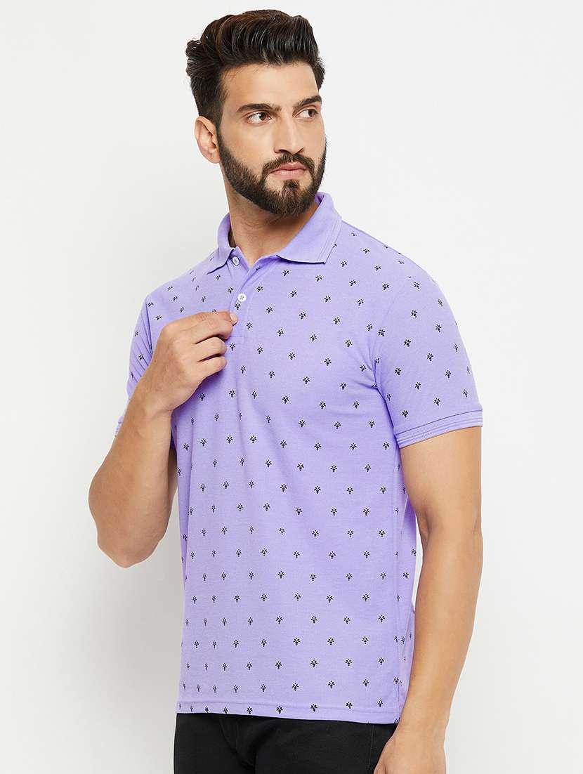 men all over print polo t-shirt