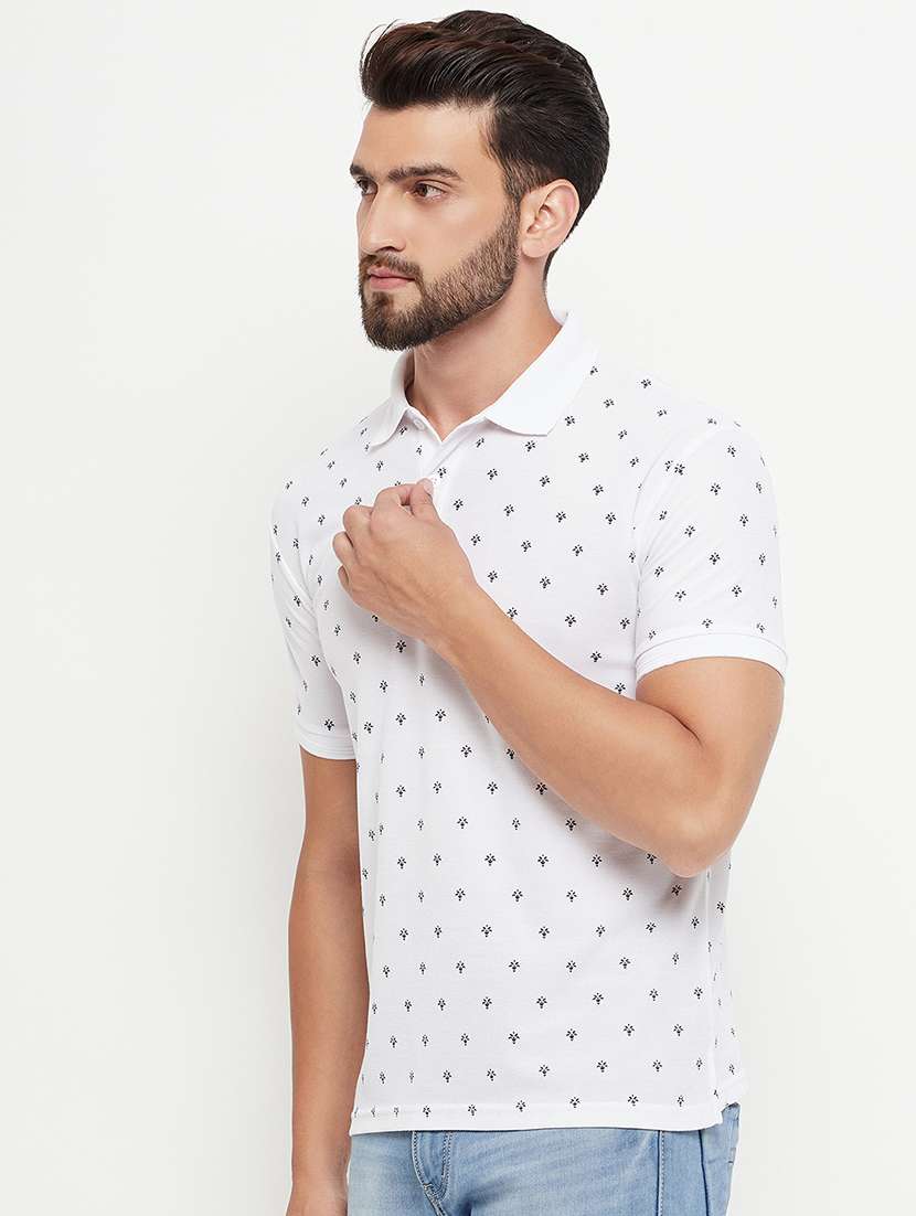 men all over print polo t-shirt