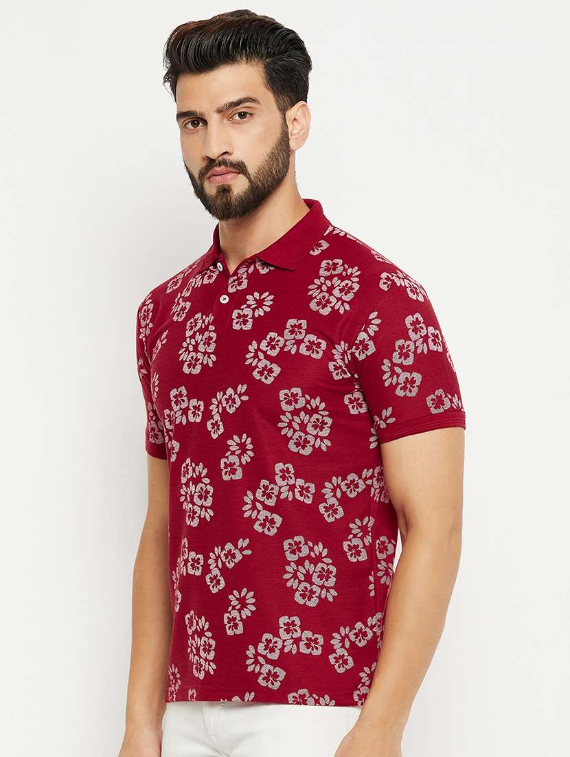 men all over print polo t-shirt