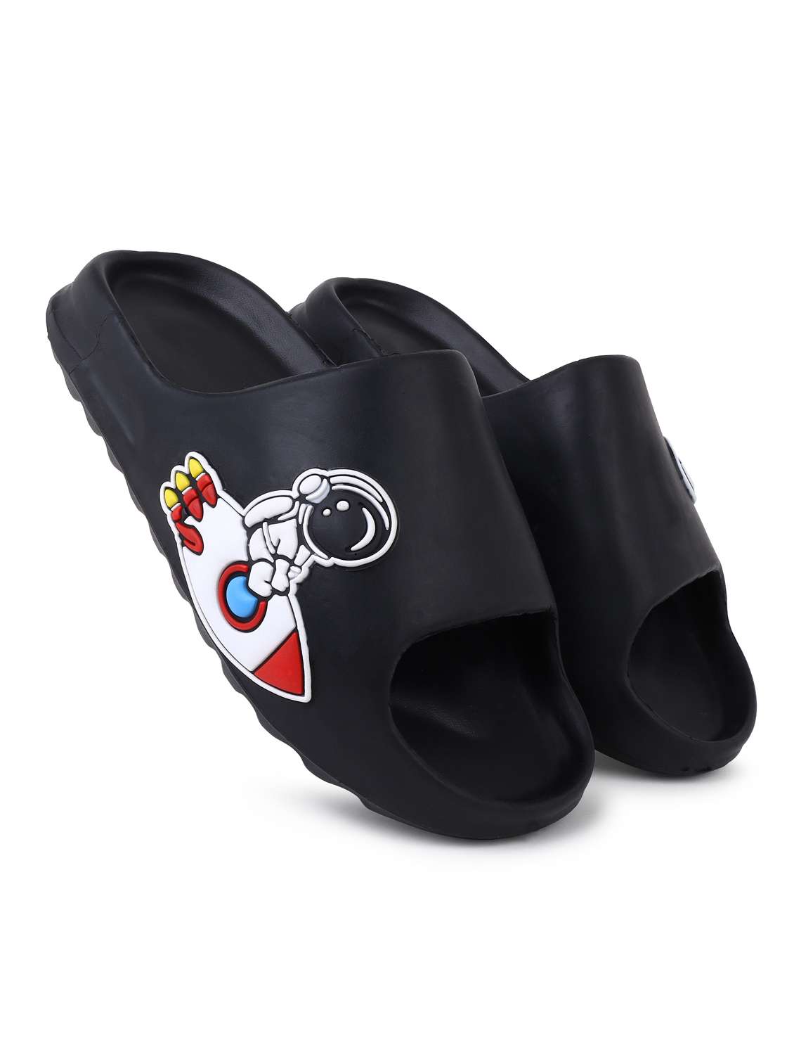 black rubber slip on flip flops - 21343998 -  Standard Image - 3