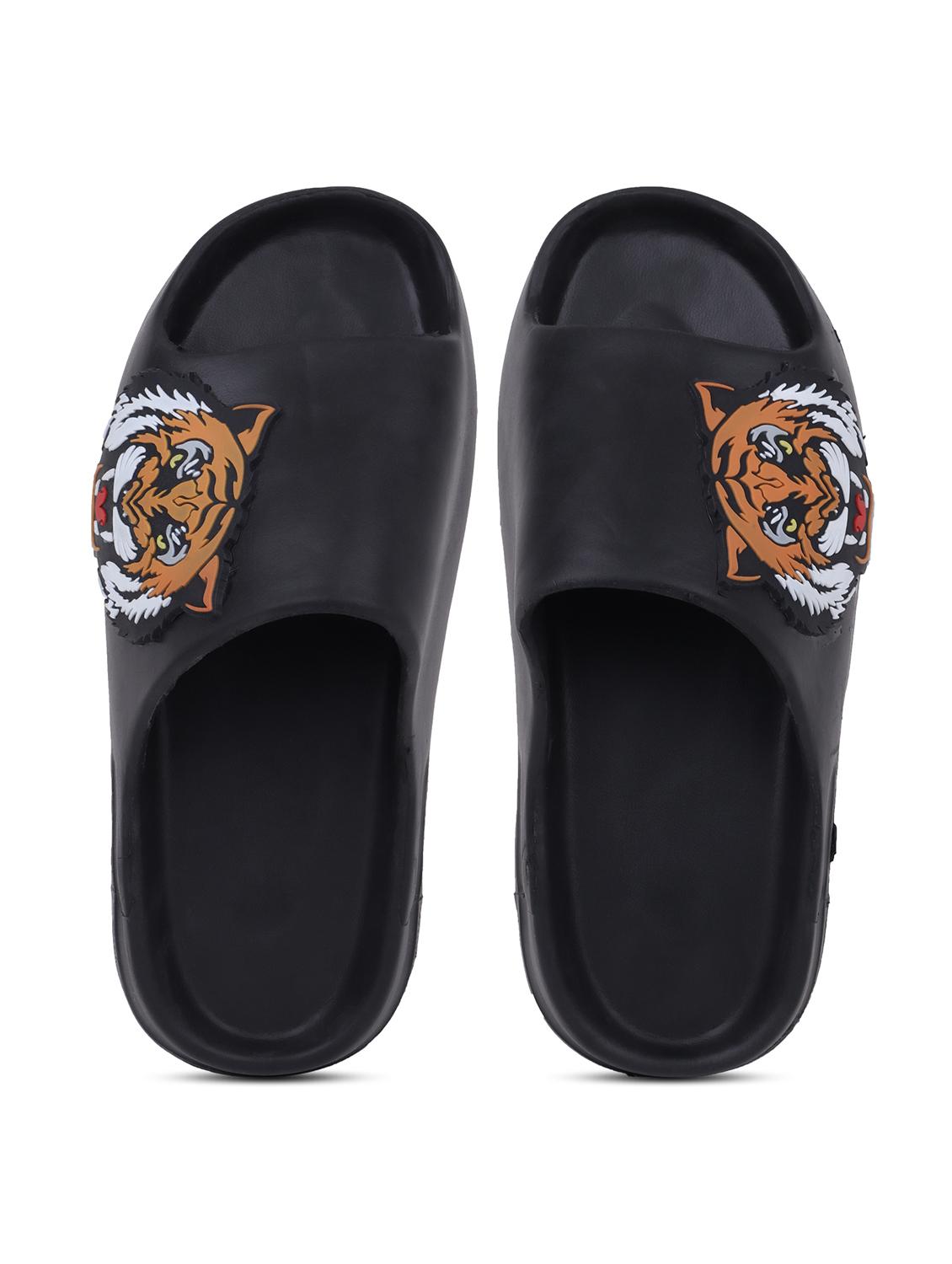 black rubber slip on flip flops - 21344002 - Zoom Image - 0