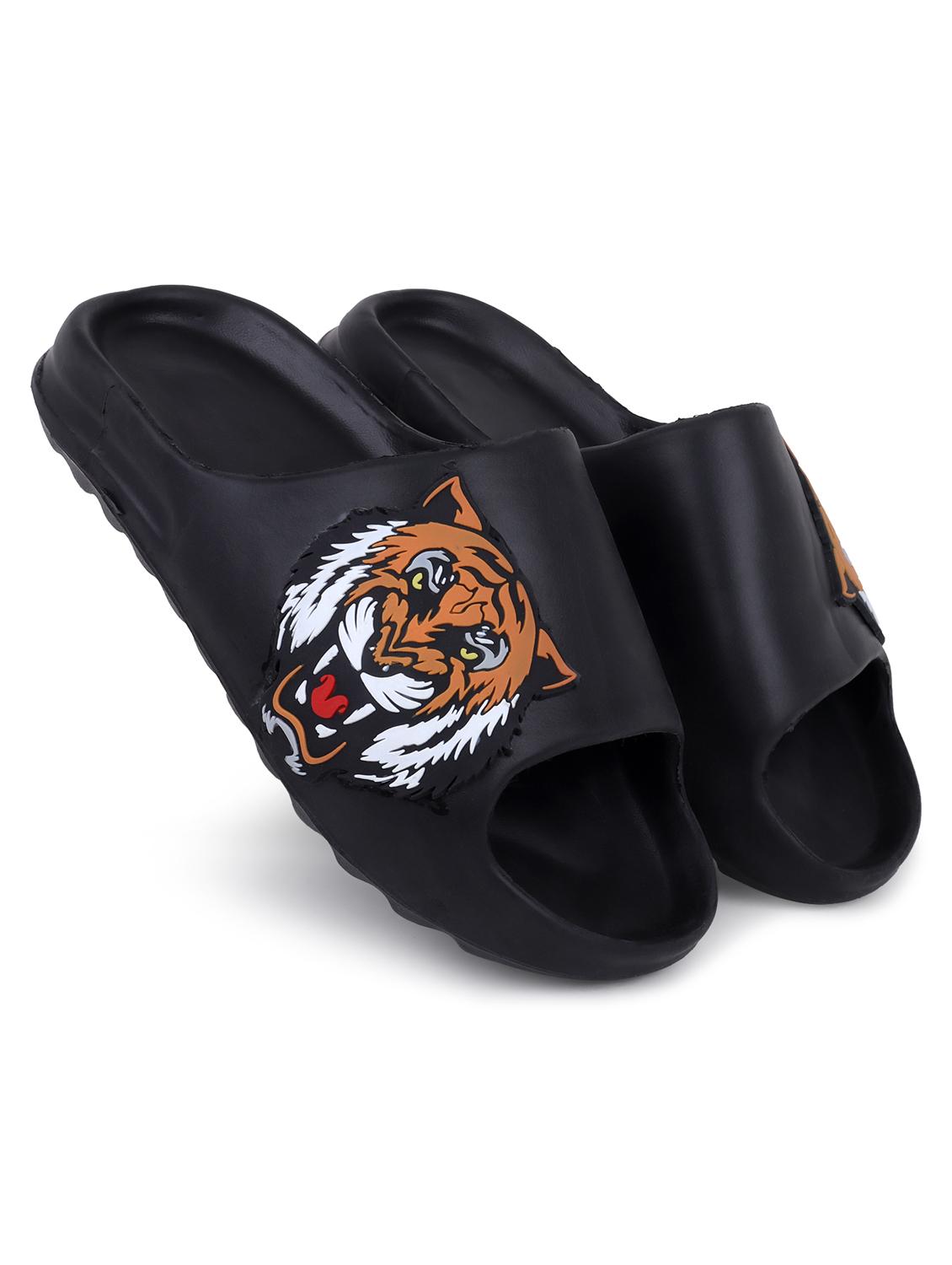 black rubber slip on flip flops - 21344002 - Standard Image - 3