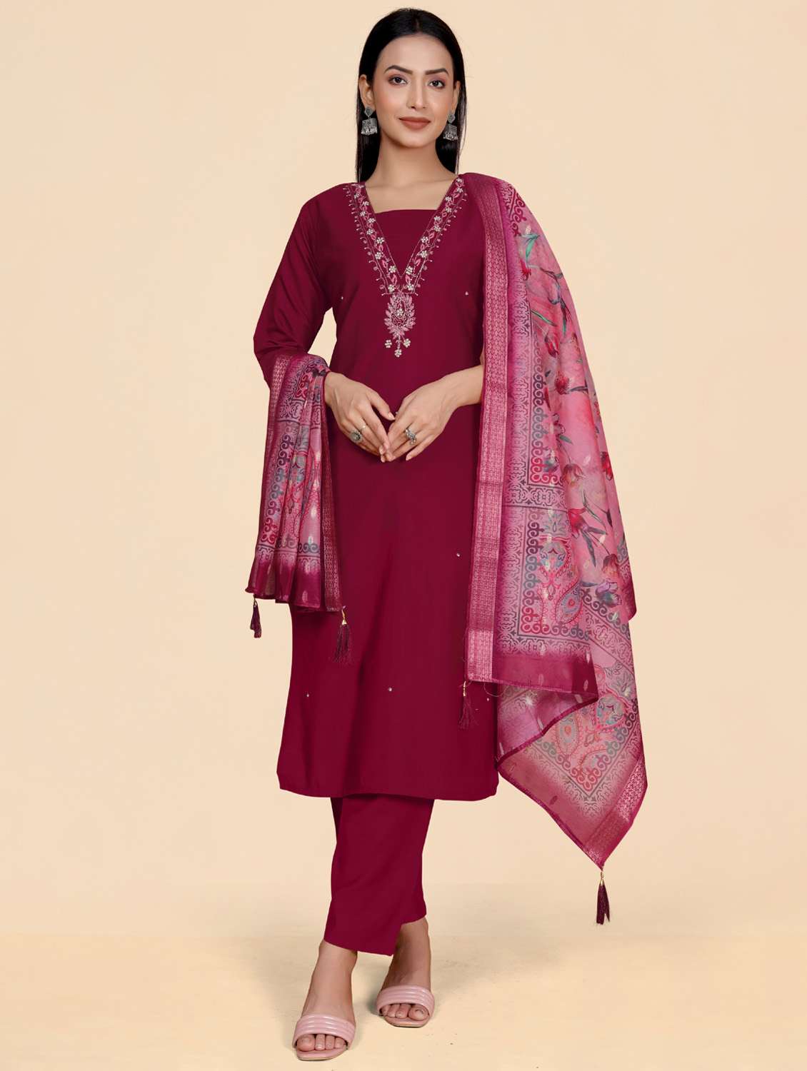 rosewater kurta palazzo set - 21344038 - Zoom Image - 0