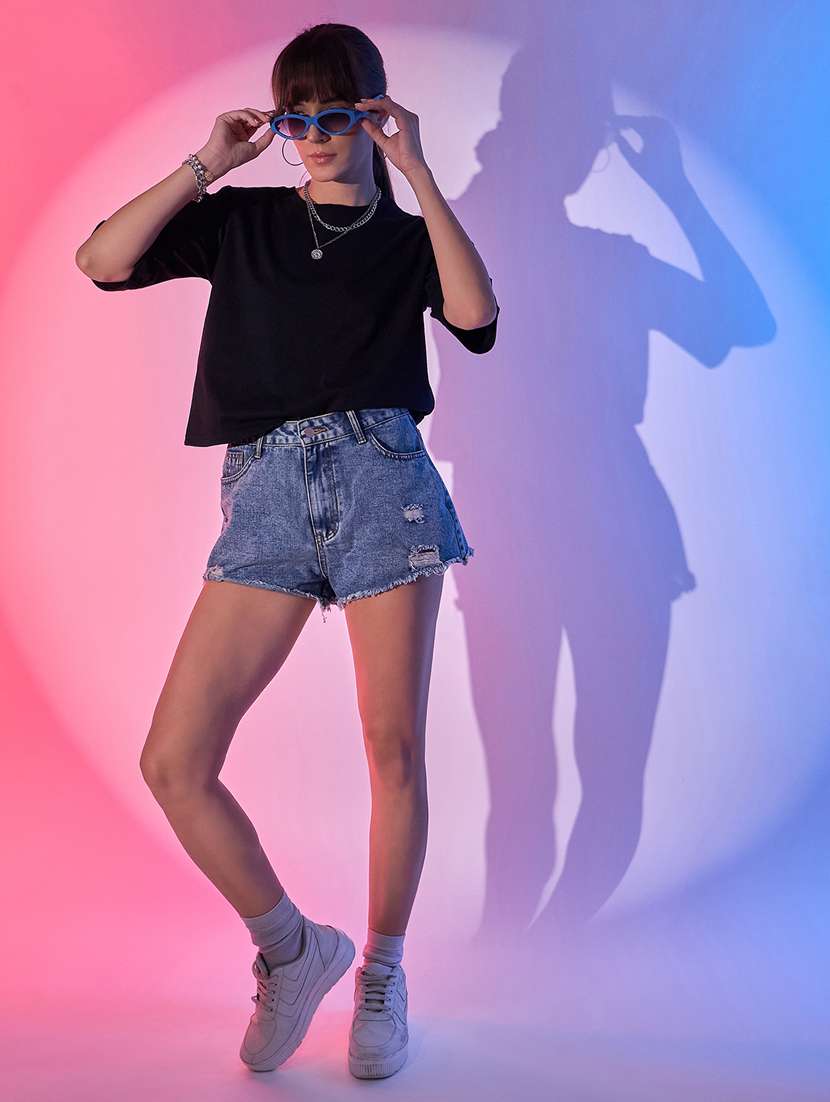 women black cotton boxy t-shirt - 21344185 -  Standard Image - 3