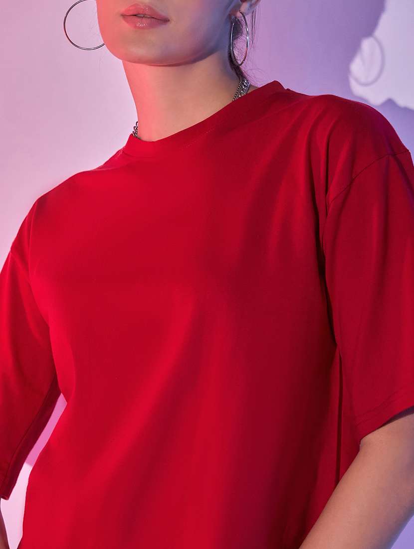 women solid short sleeves boxy t-shirt - 21344186 - Standard Image - 5