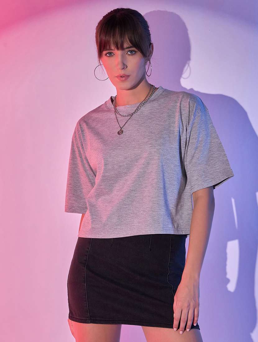 women grey cotton boxy t-shirt - 21344188 - Zoom Image - 0