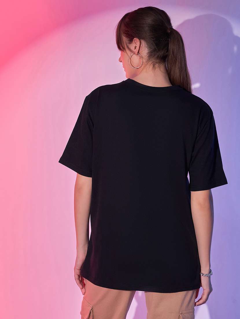 women black cotton oversized t-shirt - 21344190 -  Standard Image - 3