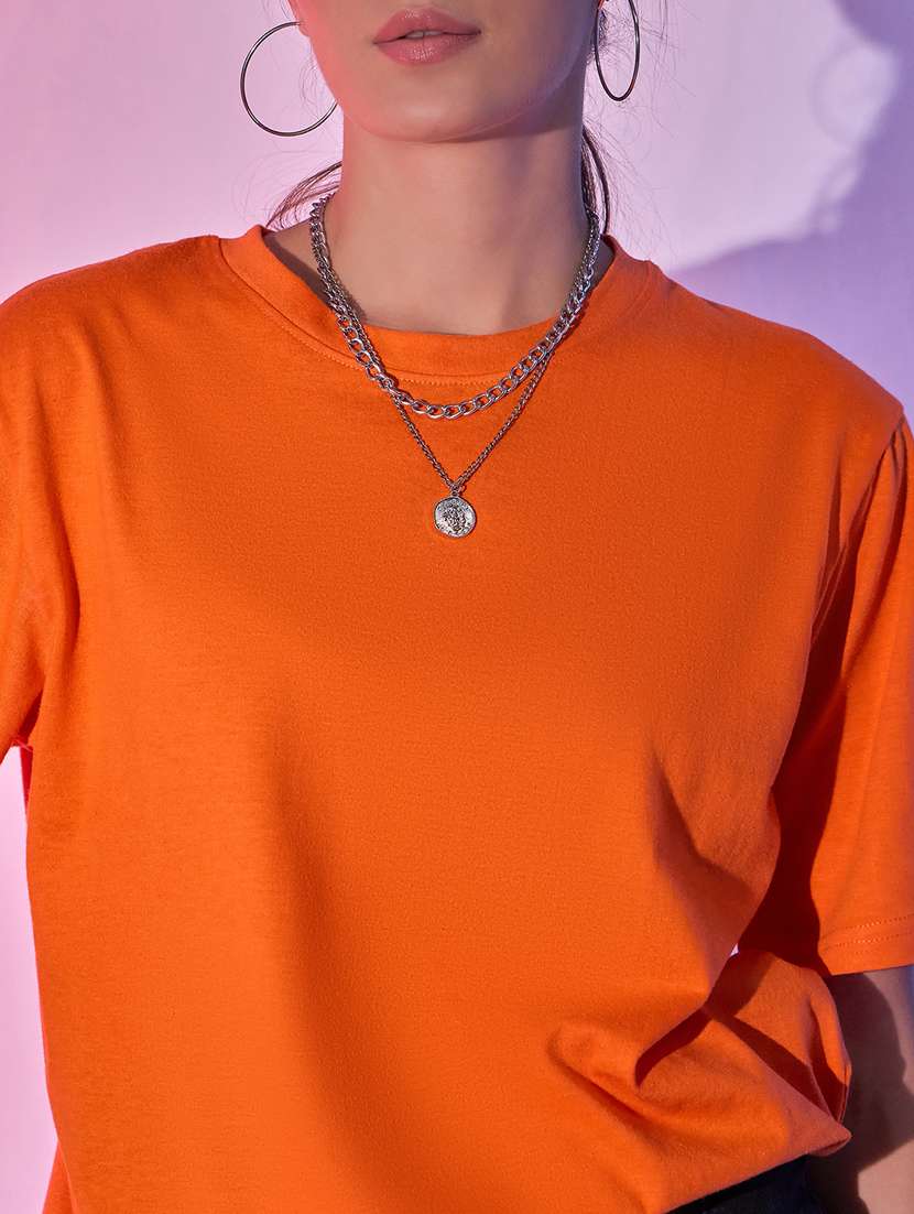 women solid short sleeves oversized t-shirt - 21344192 -  Standard Image - 5