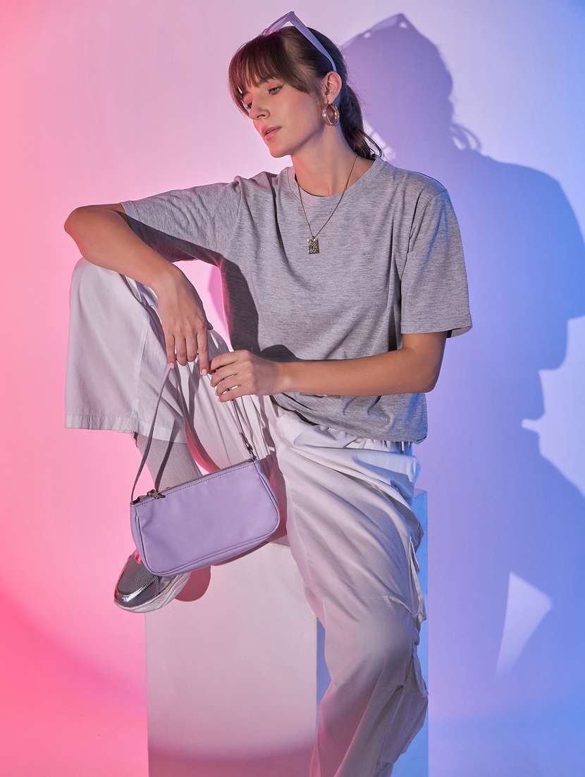 women solid short sleeves oversized t-shirt - 21344196 - Standard Image - 3
