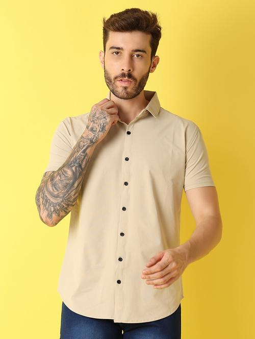 men short sleeved solid casual shirt - 21344445 -  Standard Image - 0