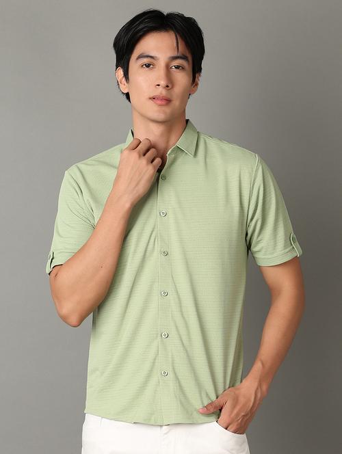 men solid collared short sleeves casual shirt - 21344497 - Standard Image - 0