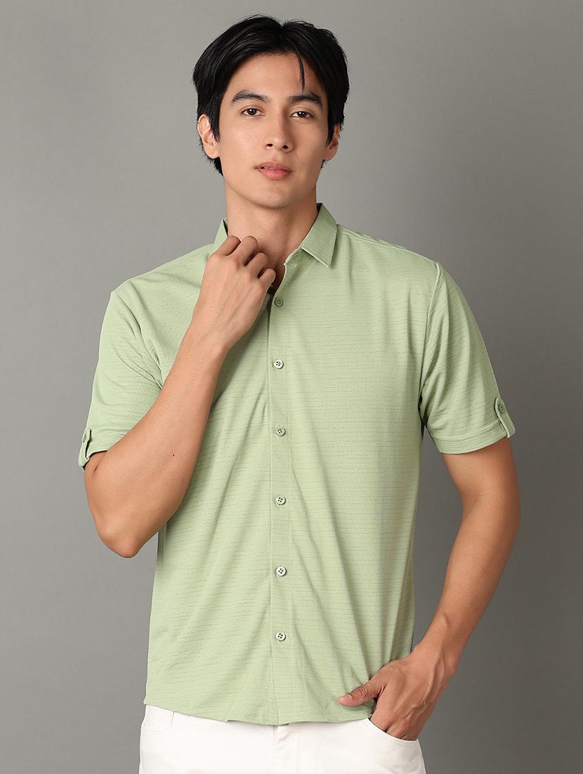 men solid collared short sleeves casual shirt - 21344497 - Zoom Image - 0