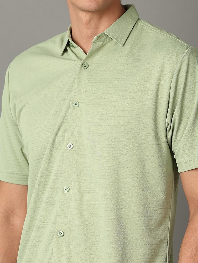 men solid collared short sleeves casual shirt - 21344497 - Standard Image - 5