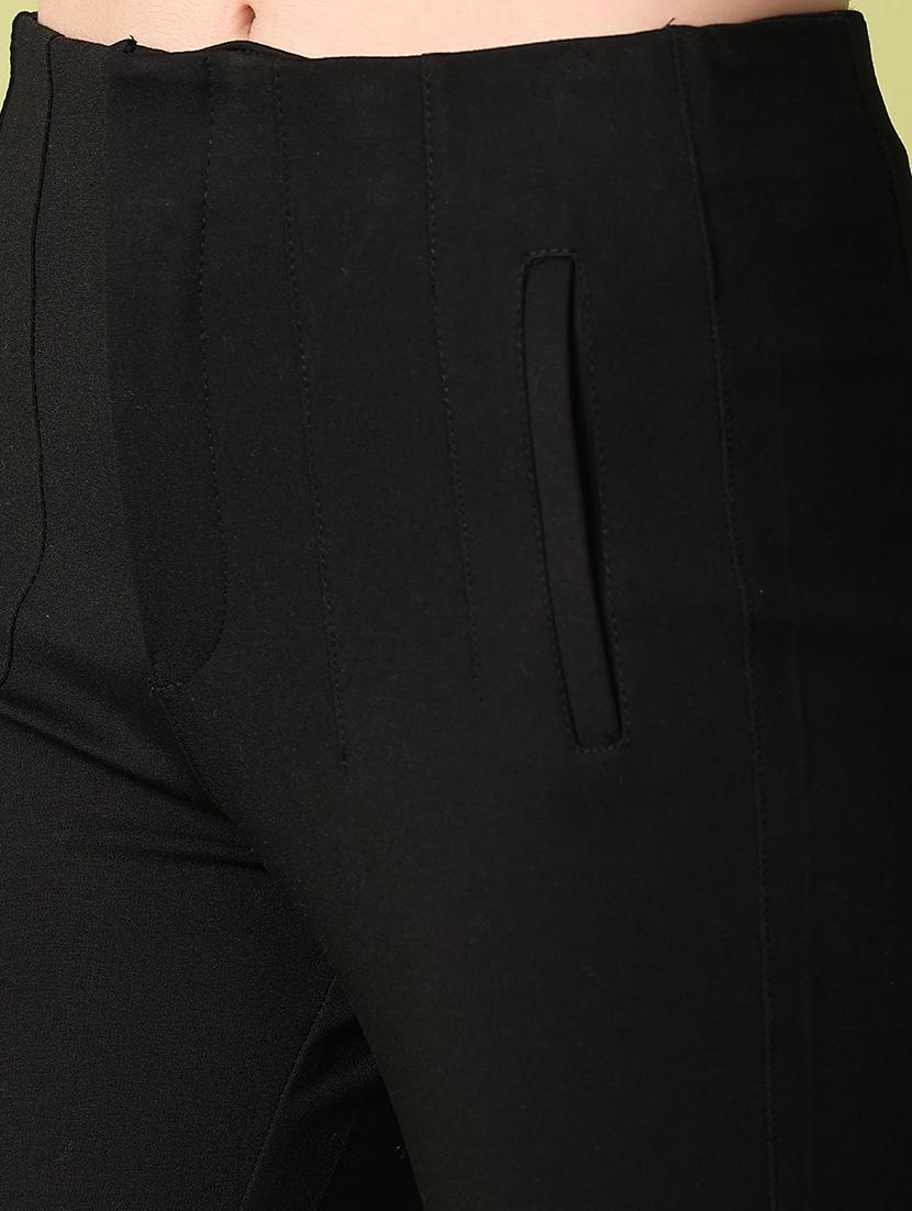 women black solids flat front trousers - 21344557 - Standard Image - 5