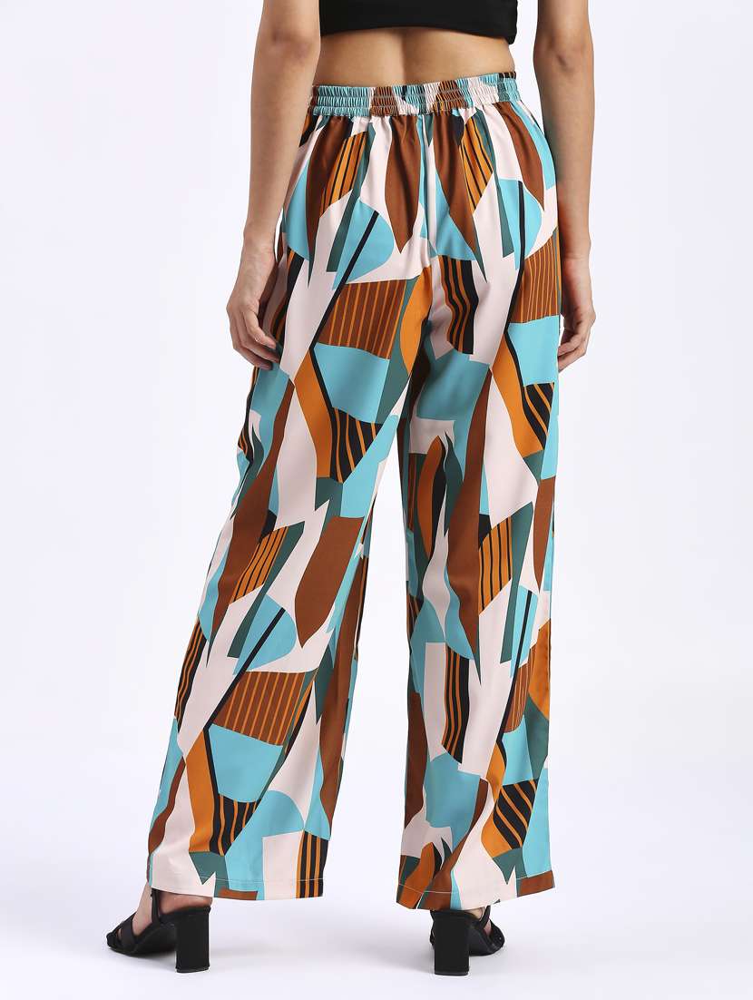 women blue polyester wide leg trouser - 21344916 - Standard Image - 3