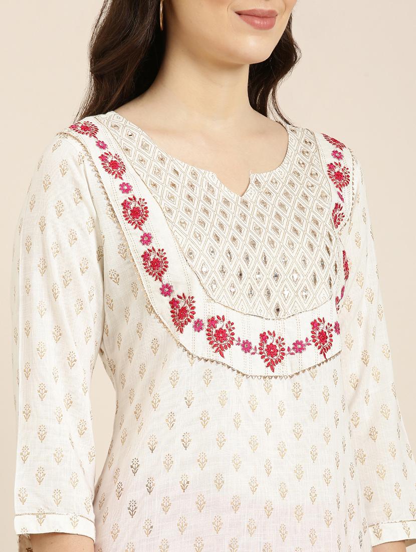 women three quarter sleeve straight kurta - 21344926 - Standard Image - 5