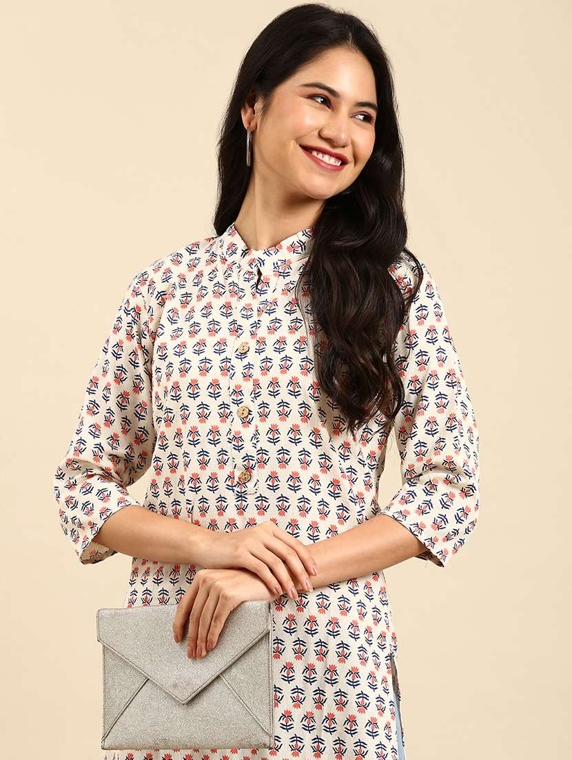 women three quarter sleeve straight kurta - 21344928 -  Standard Image - 3