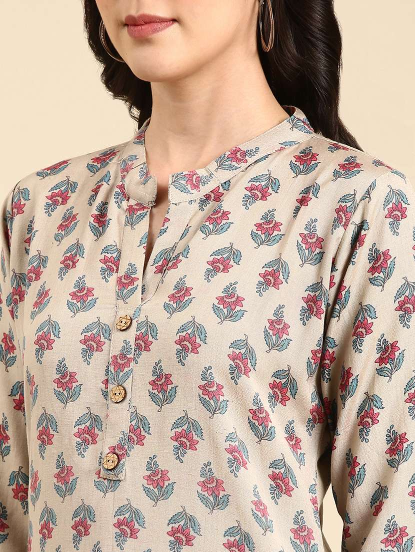 women three quarter sleeve straight kurta - 21344929 -  Standard Image - 5