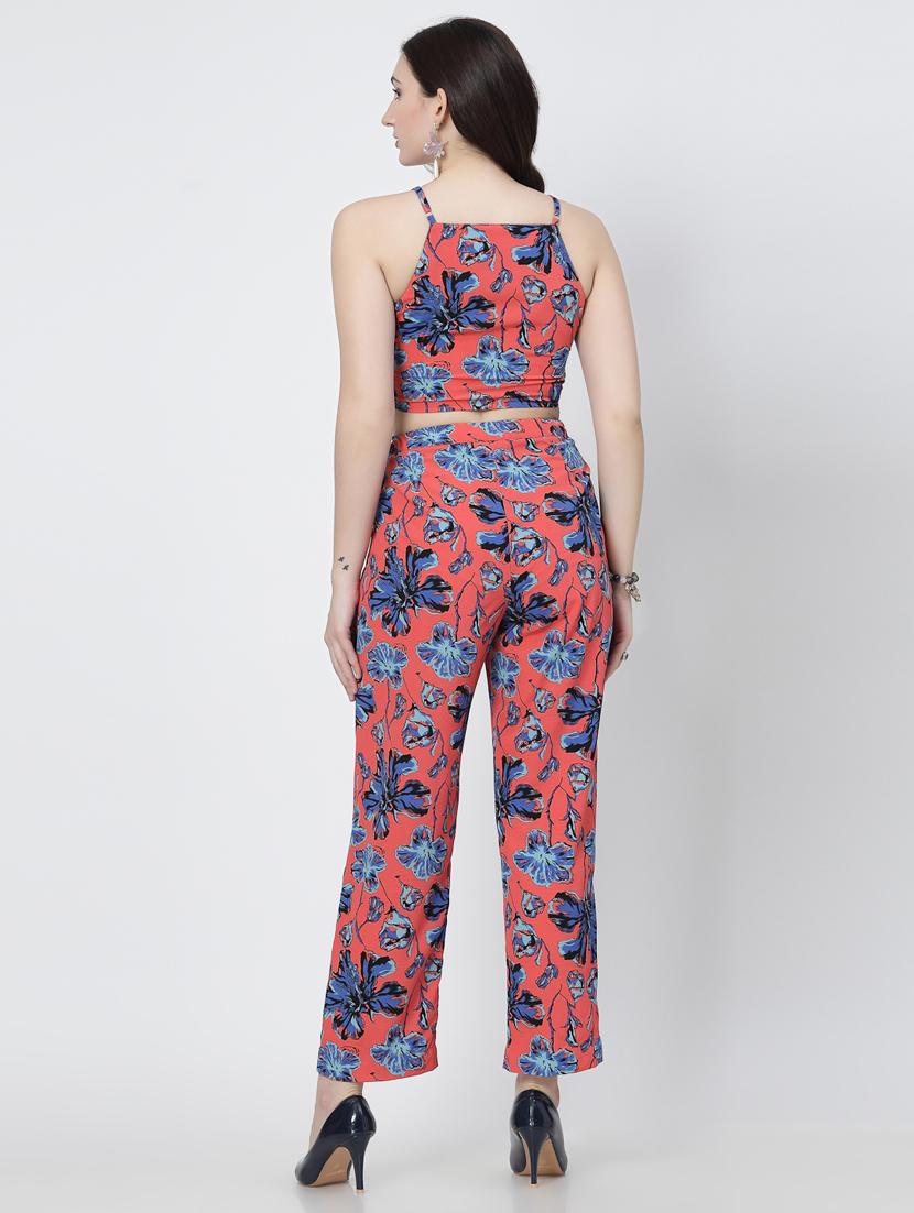 women peach polyester top and trouser co-ord set - 21344950 - Standard Image - 3
