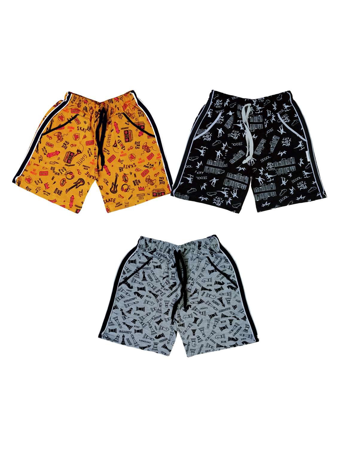 kids pack of 3 printed shorts 