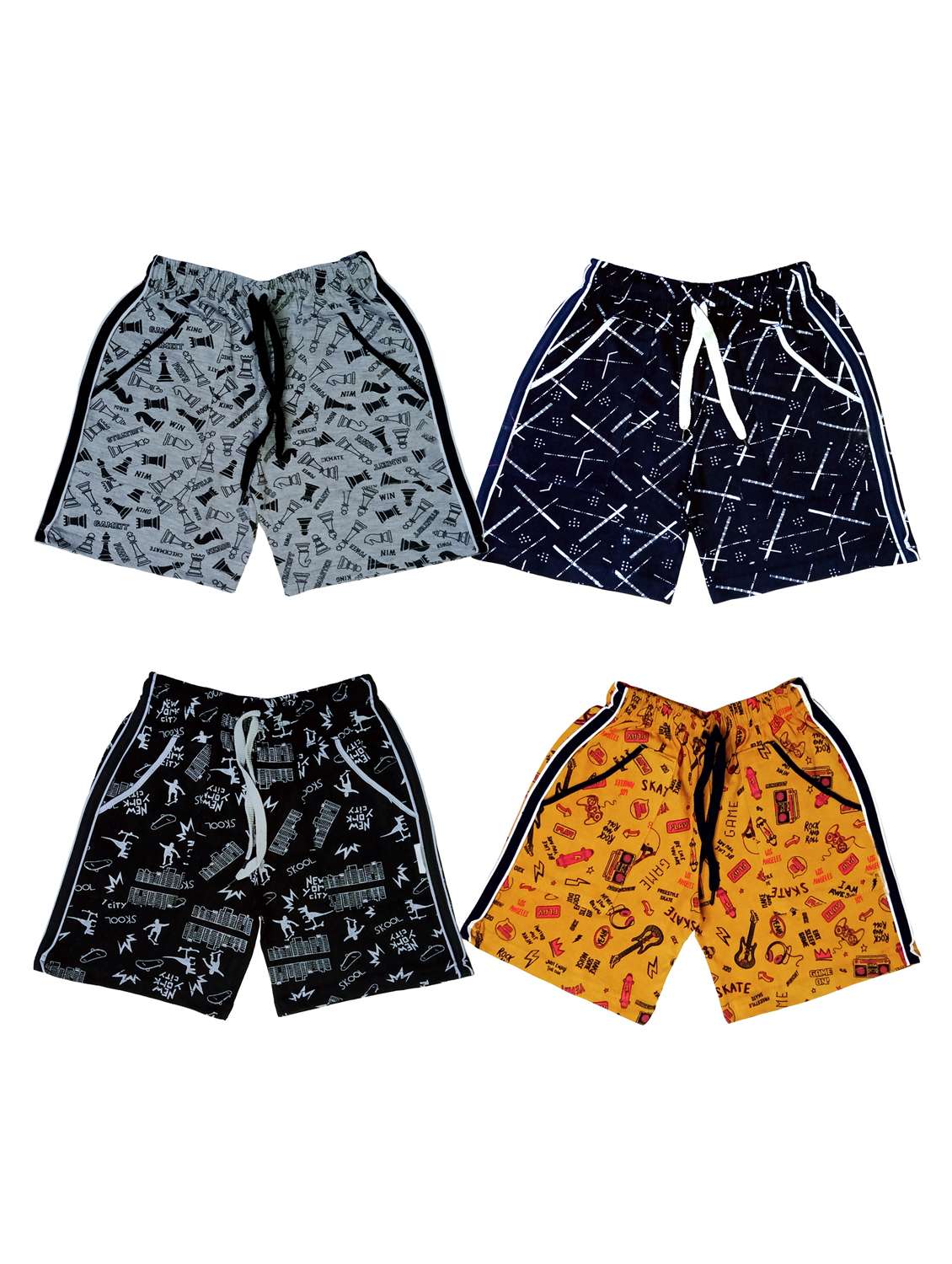 kids pack of 4 printed shorts 