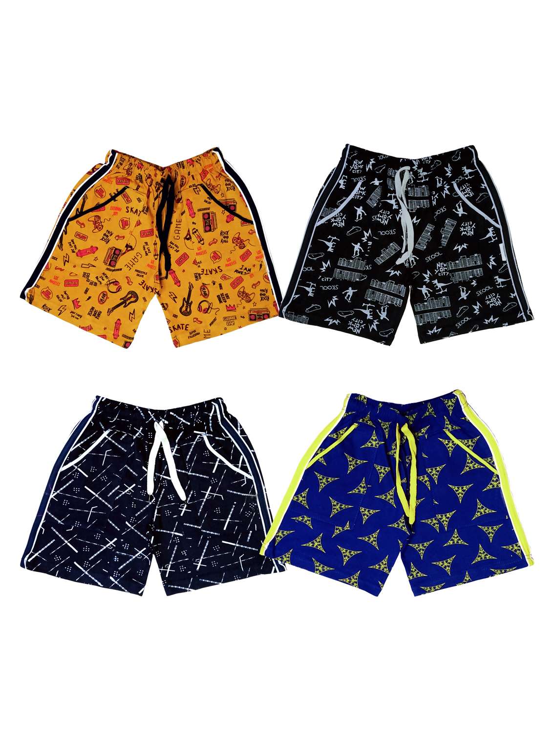kids pack of 4 printed shorts 