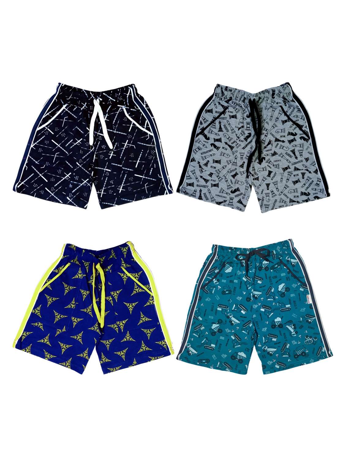 kids pack of 4 printed shorts 