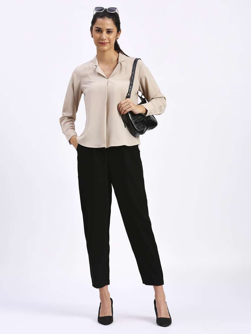 women cream cotton blend shirt top - 21345152 -  Standard Image - 3