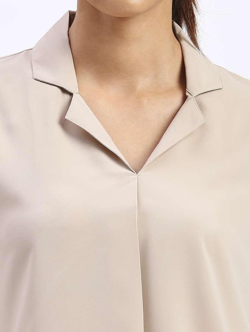 women cream cotton blend shirt top - 21345152 -  Standard Image - 5