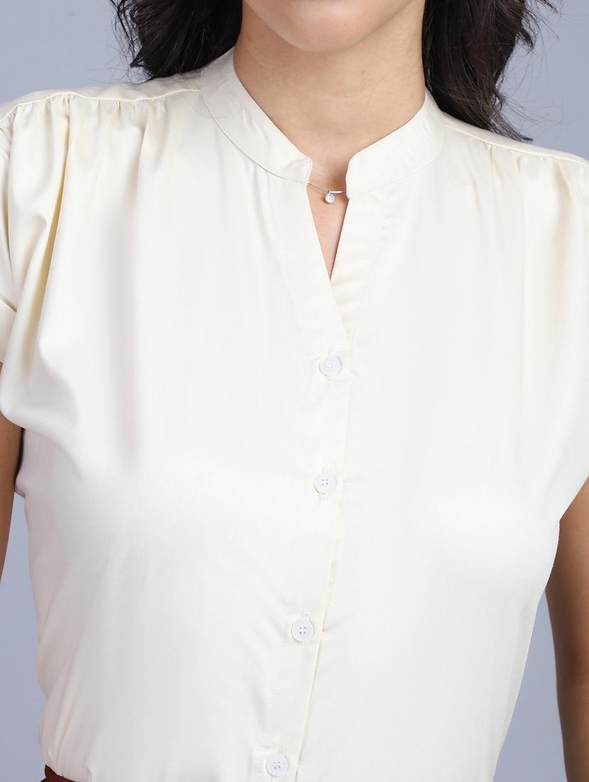 women cream cotton blend regular shirt - 21345168 - Standard Image - 5
