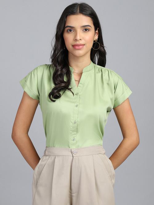 women neo mint cotton blend regular shirt - 21345170 -  Standard Image - 0