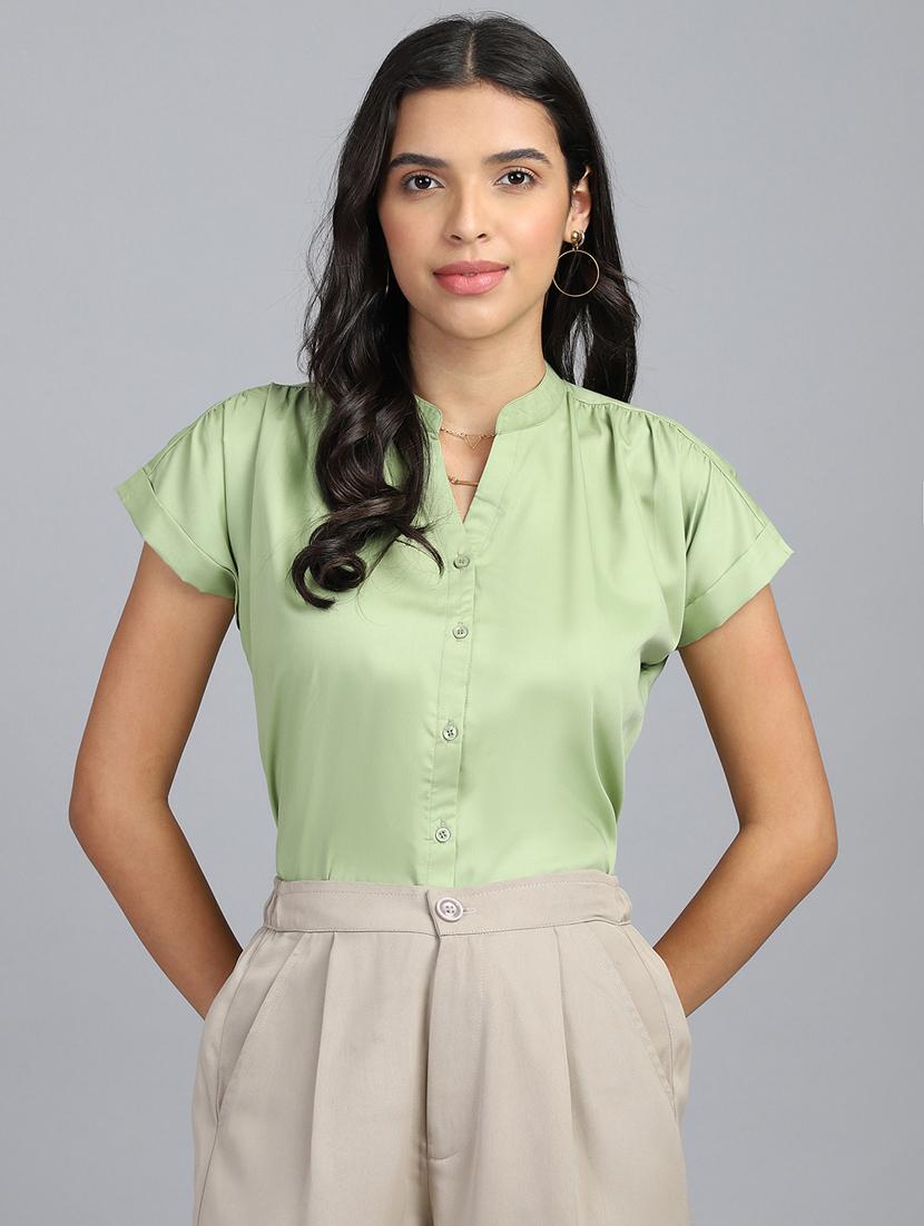 women neo mint cotton blend regular shirt - 21345170 -  Zoom Image - 0