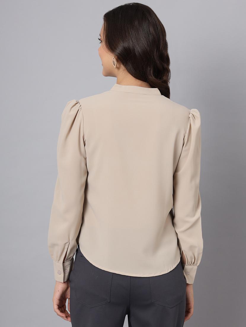 women nude brown cotton blend regular shirt - 21345180 - Standard Image - 3