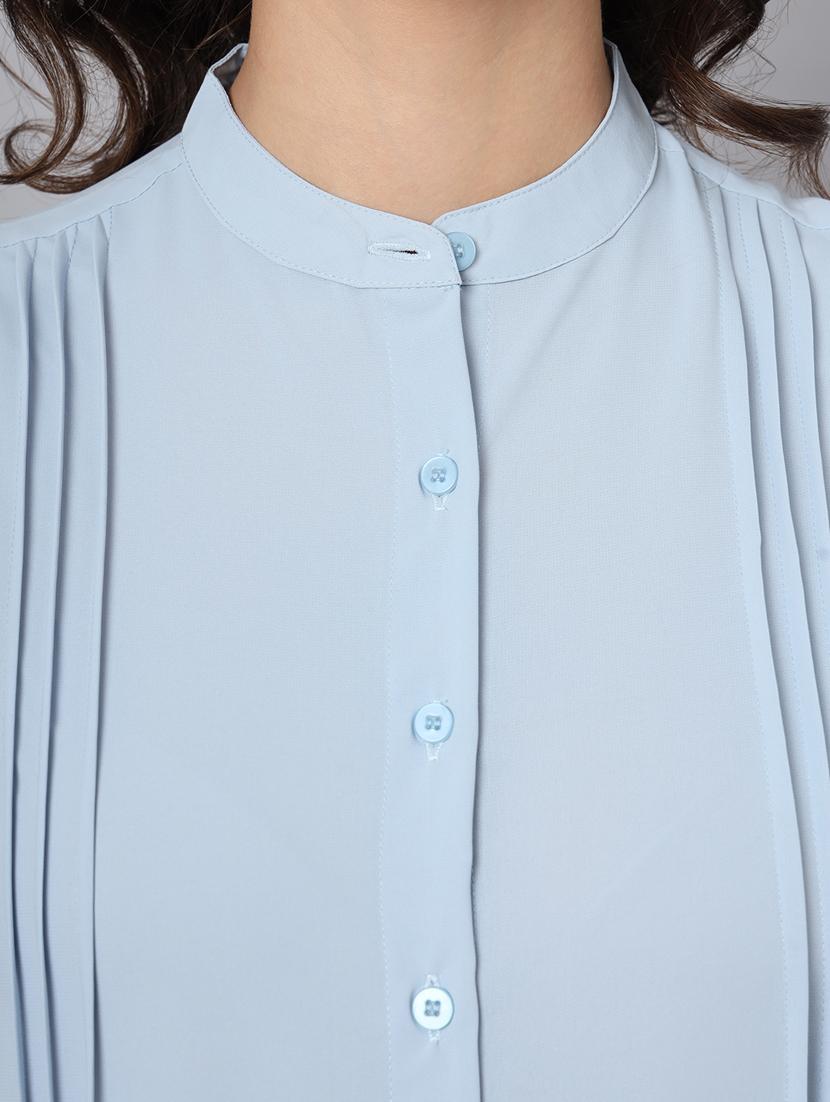 women light blue cotton blend regular shirt - 21345183 - Standard Image - 5